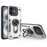 For iPhone 16 Metal Rotating Bracket TPU + PC Magnetic Phone Case(White)