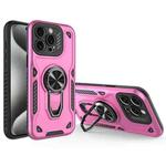 For iPhone 15 Pro Max Metal Rotating Bracket TPU + PC Magnetic Phone Case(Pink Purple)