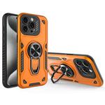 For iPhone 15 Pro Max Metal Rotating Bracket TPU + PC Magnetic Phone Case(Orange)