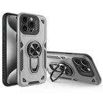 For iPhone 15 Pro Max Metal Rotating Bracket TPU + PC Magnetic Phone Case(Gray)