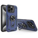 For iPhone 15 Pro Metal Rotating Bracket TPU + PC Magnetic Phone Case(Dark Blue)