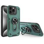 For iPhone 15 Pro Metal Rotating Bracket TPU + PC Magnetic Phone Case(Green)