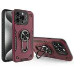 For iPhone 15 Pro Metal Rotating Bracket TPU + PC Magnetic Phone Case(Dark Red)