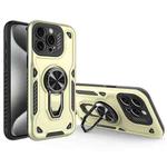 For iPhone 15 Pro Metal Rotating Bracket TPU + PC Magnetic Phone Case(Beige)