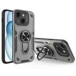 For iPhone 15 Plus Metal Rotating Bracket TPU + PC Magnetic Phone Case(Carbon Grey)