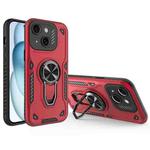 For iPhone 15 Plus Metal Rotating Bracket TPU + PC Magnetic Phone Case(Red)