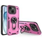 For iPhone 15 Plus Metal Rotating Bracket TPU + PC Magnetic Phone Case(Pink Purple)