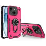 For iPhone 15 Metal Rotating Bracket TPU + PC Magnetic Phone Case(Rose Red)