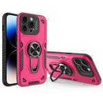 For iPhone 14 Pro Metal Rotating Bracket TPU + PC Magnetic Phone Case(Rose Red)