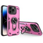 For iPhone 14 Pro Max Metal Rotating Bracket TPU + PC Magnetic Phone Case(Pink Purple)