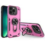 For iPhone 13 Pro Max Metal Rotating Bracket TPU + PC Magnetic Phone Case(Pink Purple)