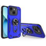 For iPhone 13 Metal Rotating Bracket TPU + PC Magnetic Phone Case(Navy Blue)