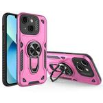 For iPhone 13 Metal Rotating Bracket TPU + PC Magnetic Phone Case(Pink Purple)