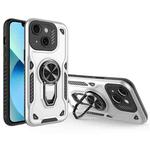 For iPhone 13 Metal Rotating Bracket TPU + PC Magnetic Phone Case(White)