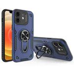 For iPhone 12 Metal Rotating Bracket TPU + PC Magnetic Phone Case(Dark Blue)