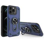 For iPhone 12 Pro Max Metal Rotating Bracket TPU + PC Magnetic Phone Case(Dark Blue)