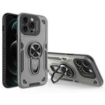 For iPhone 12 Pro Max Metal Rotating Bracket TPU + PC Magnetic Phone Case(Carbon Grey)