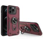 For iPhone 12 Pro Max Metal Rotating Bracket TPU + PC Magnetic Phone Case(Dark Red)