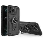 For iPhone 12 Pro Metal Rotating Bracket TPU + PC Magnetic Phone Case(Black)