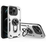 For iPhone 12 Pro Metal Rotating Bracket TPU + PC Magnetic Phone Case(White)