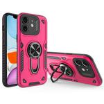 For iPhone 11 Metal Rotating Bracket TPU + PC Magnetic Phone Case(Rose Red)