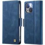 For iPhone 15 AutSpace A11 Side Buckle MagSafe Magnetic RFID Phone Leather Case(Blue)