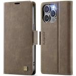 For iPhone 14 Pro Max AutSpace A11 Side Buckle MagSafe Magnetic RFID Phone Leather Case(Coffee)