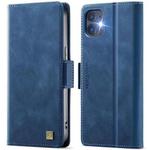 For iPhone 12 / 12 Pro AutSpace A11 Side Buckle MagSafe Magnetic RFID Phone Leather Case(Blue)