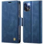 For iPhone 11 Pro Max AutSpace A11 Side Buckle MagSafe Magnetic RFID Phone Leather Case(Blue)