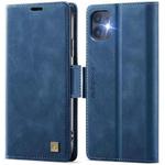 For iPhone 11 AutSpace A11 Side Buckle MagSafe Magnetic RFID Phone Leather Case(Blue)