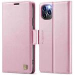 For iPhone 11 Pro AutSpace A11 Side Buckle MagSafe Magnetic RFID Phone Leather Case(Rose Gold)