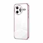 For Redmi K80 Pro Transparent Plating Fine Hole Phone Case(Pink)