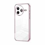 For Redmi K80 Transparent Plating Fine Hole Phone Case(Pink)