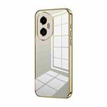 For Honor 300 Transparent Plating Fine Hole Phone Case(Gold)