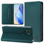 For HMD Pulse / Pulse Pro / Pulse+ RC01 Dual-Folded Magnetic Suction RFID Leather Phone Case(Dark Green)