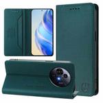 For TCL 50 Pro NxtPaper RC01 Dual-Folded Magnetic Suction RFID Leather Phone Case(Dark Green)