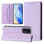 For TCL 50 LE RC01 Dual-Folded Magnetic Suction RFID Leather Phone Case(Light Purple)