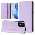 For TCL 50 SE RC01 Dual-Folded Magnetic Suction RFID Leather Phone Case(Light Purple)