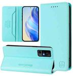 For TCL 40 R 5G RC01 Dual-Folded Magnetic Suction RFID Leather Phone Case(Mint Green)