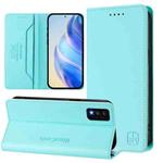 For TCL 30T / T603DL RC01 Dual-Folded Magnetic Suction RFID Leather Phone Case(Mint Green)