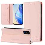 For TCL 30T / T603DL RC01 Dual-Folded Magnetic Suction RFID Leather Phone Case(Pink)