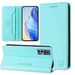 For TCL 30 4G / 30 5G / 30+ RC01 Dual-Folded Magnetic Suction RFID Leather Phone Case(Mint Green)