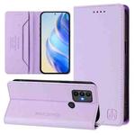 For TCL 30 SE RC01 Dual-Folded Magnetic Suction RFID Leather Phone Case(Light Purple)