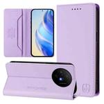 For TCL 50 XL 5G RC01 Dual-Folded Magnetic Suction RFID Leather Phone Case(Light Purple)