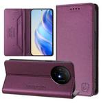 For TCL 50 XL 5G RC01 Dual-Folded Magnetic Suction RFID Leather Phone Case(Violet)