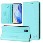 For TCL 201 RC01 Dual-Folded Magnetic Suction RFID Leather Phone Case(Mint Green)