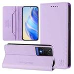 For TCL 505 RC01 Dual-Folded Magnetic Suction RFID Leather Phone Case(Light Purple)