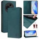 For TCL 60 NxtPaper RC01 Dual-Folded Magnetic Suction RFID Leather Phone Case(Dark Green)