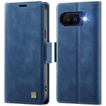 For Google Pixel 9a AutSpace A11 Side Buckle MagSafe Magnetic RFID Phone Leather Case(Blue)