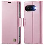 For Google Pixel 9a AutSpace A11 Side Buckle MagSafe Magnetic RFID Phone Leather Case(Rose Gold)